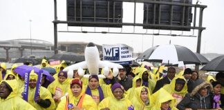 Newark Airport Workers Rally for Higher Wages